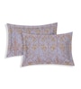 Purple Vertical Floral 144 TC Cotton Double Size Bedsheet With 2 Pillow Covers