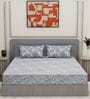 Green Floral 144 TC Cotton Fitted King Sized Bedsheet With 2 Pillow Covers