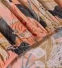Orange Floral 144 TC Cotton Fitted King Sized Bedsheet With 2 Pillow Covers