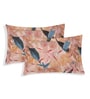 Blue Floral 144 TC Cotton Fitted King Sized Bedsheet With 2 Pillow Covers