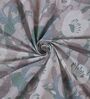 Grey Floral 144 TC Cotton Fitted King Sized Bedsheet With 2 Pillow Covers