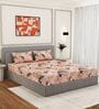 Blue Floral 144 TC Cotton Fitted King Sized Bedsheet With 2 Pillow Covers