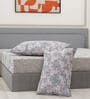 Grey Floral 144 TC Cotton Fitted King Sized Bedsheet With 2 Pillow Covers