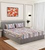 Blue Floral 144 TC Cotton Fitted King Sized Bedsheet With 2 Pillow Covers