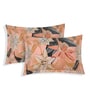 Orange Floral 144 TC Cotton Fitted King Sized Bedsheet With 2 Pillow Covers
