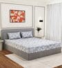 Green Floral 144 TC Cotton Fitted King Sized Bedsheet With 2 Pillow Covers