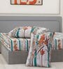 Blue Floral 144 TC Cotton Fitted King Sized Bedsheet With 2 Pillow Covers