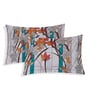 Blue Floral 144 TC Cotton Fitted King Sized Bedsheet With 2 Pillow Covers