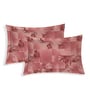 Pink Ptachwork 144 TC Cotton Fitted King Sized Bedsheet With 2 Pillow Covers