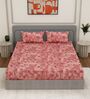 Pink Ptachwork 144 TC Cotton Fitted King Sized Bedsheet With 2 Pillow Covers