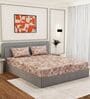 Brown Ptachwork 144 TC Cotton Fitted King Sized Bedsheet With 2 Pillow Covers