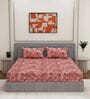 Pink Ptachwork 144 TC Cotton Fitted King Sized Bedsheet With 2 Pillow Covers