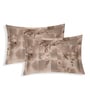 Brown Ptachwork 144 TC Cotton Fitted King Sized Bedsheet With 2 Pillow Covers