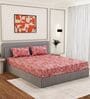 Pink Ptachwork 144 TC Cotton Fitted King Sized Bedsheet With 2 Pillow Covers