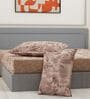 Brown Ptachwork 144 TC Cotton Fitted King Sized Bedsheet With 2 Pillow Covers