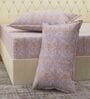 Purple Vertical Floral 144 TC Cotton Fitted King Sized Bedsheet With 2 Pillow Covers