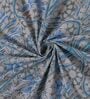 Blue Vertical Floral 144 TC Cotton Fitted King Sized Bedsheet With 2 Pillow Covers