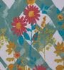 Blue Vertical Floral 144 TC Cotton Fitted King Sized Bedsheet With 2 Pillow Covers