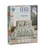 Blue Vertical Floral 144 TC Cotton Fitted King Sized Bedsheet With 2 Pillow Covers
