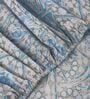 Blue Vertical Floral 144 TC Cotton Fitted King Sized Bedsheet With 2 Pillow Covers