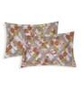 Grey Vertical Floral 144 TC Cotton Fitted King Sized Bedsheet With 2 Pillow Covers