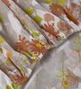 Grey Vertical Floral 144 TC Cotton Fitted King Sized Bedsheet With 2 Pillow Covers