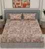 Brown Abstract 144 TC Cotton King Sized Bedsheet With 2 Pillow Covers