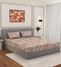 Brown Abstract 144 TC Cotton King Sized Bedsheet With 2 Pillow Covers
