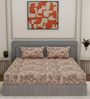 Brown Abstract 144 TC Cotton King Sized Bedsheet With 2 Pillow Covers