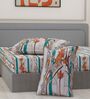 Blue Floral 144 TC Cotton King Sized Bedsheet With 2 Pillow Covers