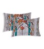 Blue Floral 144 TC Cotton King Sized Bedsheet With 2 Pillow Covers