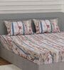 Pink Floral 144 TC Cotton King Sized Bedsheet With 2 Pillow Covers
