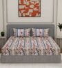 Pink Floral 144 TC Cotton King Sized Bedsheet With 2 Pillow Covers