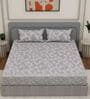 Brown Floral 144 TC Cotton King Sized Bedsheet With 2 Pillow Covers