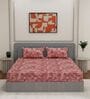 Pink Ptachwork 144 TC Cotton King Sized Bedsheet With 2 Pillow Covers