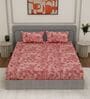 Pink Ptachwork 144 TC Cotton King Sized Bedsheet With 2 Pillow Covers