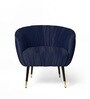 Pleates Fabric Lounge Chair in Royal Blue Colour