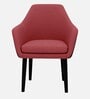 Classic Modern Arm Dining Chair With Black Iron Legs In Pink Color