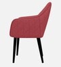 Classic Modern Arm Dining Chair With Black Iron Legs In Pink Color
