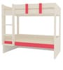 Primera Light Wood Twin Bunkbed Left Ladder in Strawberry Pink Colour