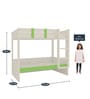 Primera Twin Bunk Bed with Right Ladder in Verdant Green with Light Woodgrain Finish