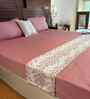 Primose Pink and White 100% Cotton 18x96 Inches Embroidered Floral Bed Runner