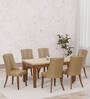 Prince Solid Wood 6 Seater Dinning Table In Milan Walnut Finish
