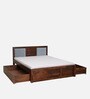 Princeton Sheesham Wood Queen Size Bed In Provincial Teak Finish With Drawer Storage