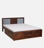 Princeton Sheesham Wood Queen Size Bed In Provincial Teak Finish With Drawer Storage