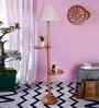 Printed Cotton Conical Wooden Floor Lamp