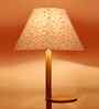 Printed Cotton Conical Wooden Floor Lamp