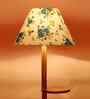 Printed Cotton Conical Wooden Floor Lamp