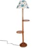 Printed Cotton Conical Wooden Floor Lamp