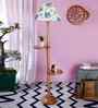 Printed Cotton Conical Wooden Floor Lamp
